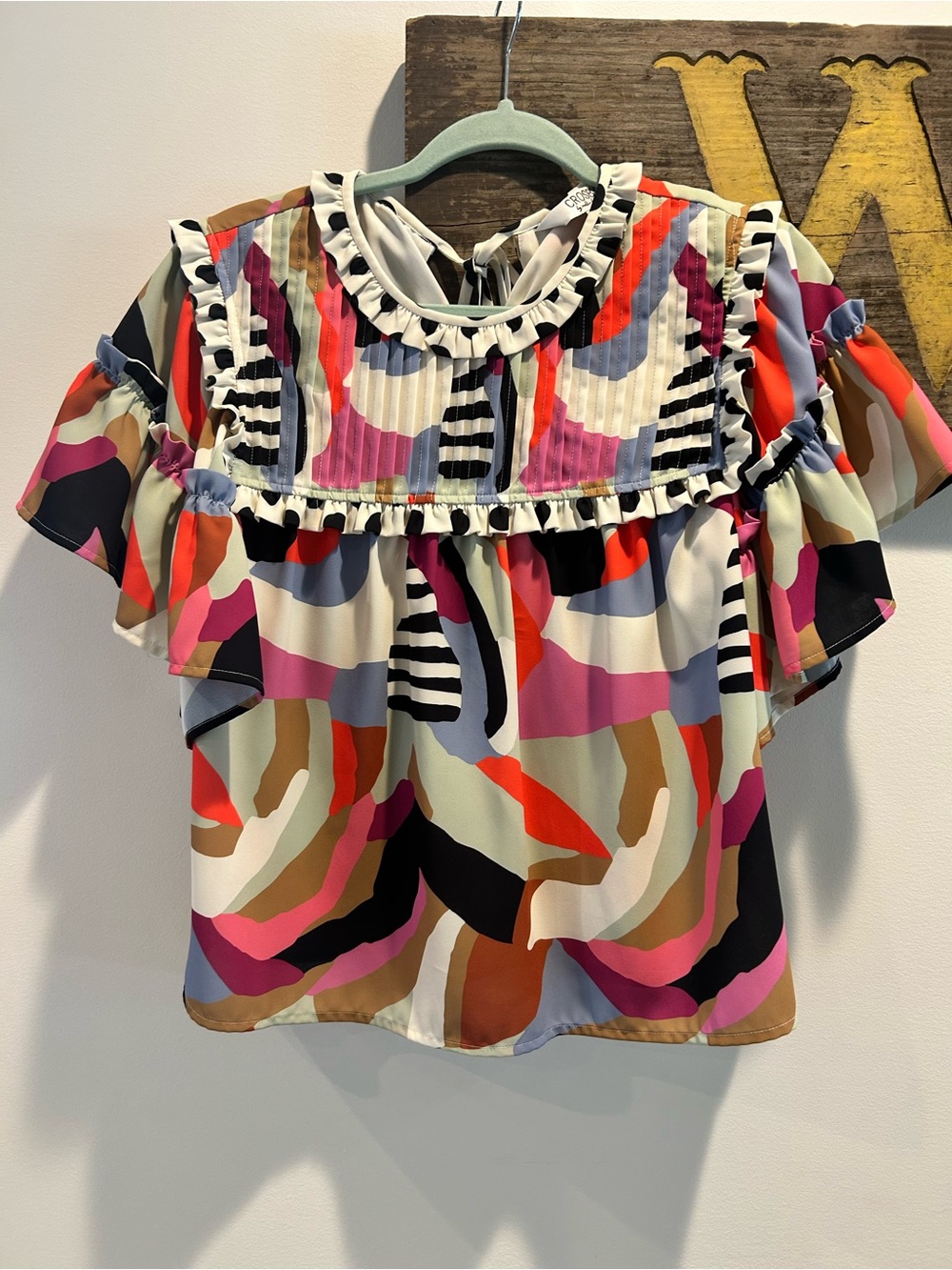CROSBY by Mollie Burch Multicolor Ruffle Yoke Blouse
